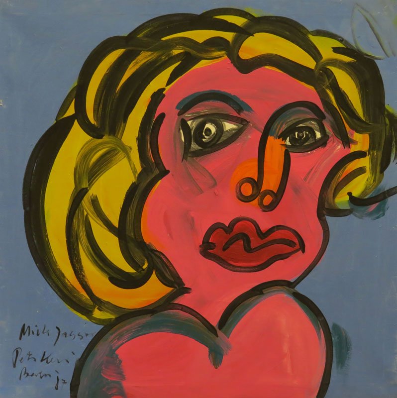 Peter Robert Keil Germany-American (born1942- ) Oil on: Peter Robert Keil Germany-American (born1942- ) Oil on Canvas "Mick Jagger" Circa 1987, Berlin. Signed Lower Right. Good Condition. Frame Measures 39-3/4 Inches by 39-1/4 Inches. We Will Not Ship This