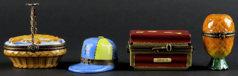 Collection of Four (4) Limoges France Porcelain Figural: Collection of Four (4) Limoges France Porcelain Figural Boxes with Hinged Covers. Good Condition. Windmill Measures 3-1/8 Inches Tall. Shipping $20.00