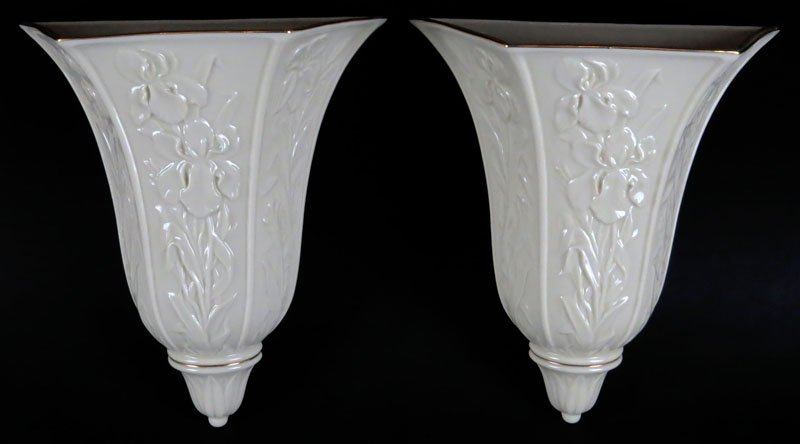 Pair of Lenox Porcelain Wall Pockets. Signed. Good: Pair of Lenox Porcelain Wall Pockets. Signed. Good Condition. One Measures 9-7/8 Inches Tall and 8-1/2 Inches Wide. Shipping $65.00