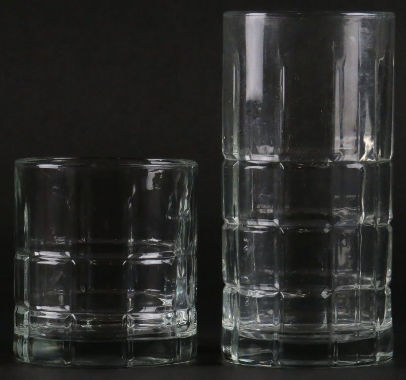Twenty-Four (24) Heisey Crystal Tumblers in Two (2): Twenty-Four (24) Heisey Crystal Tumblers in Two (2) Sizes. Signed with Anchor Mark. Good Condition. Larger Glass Measures 6-1/8 Inches Tall. Shipping $150.00
