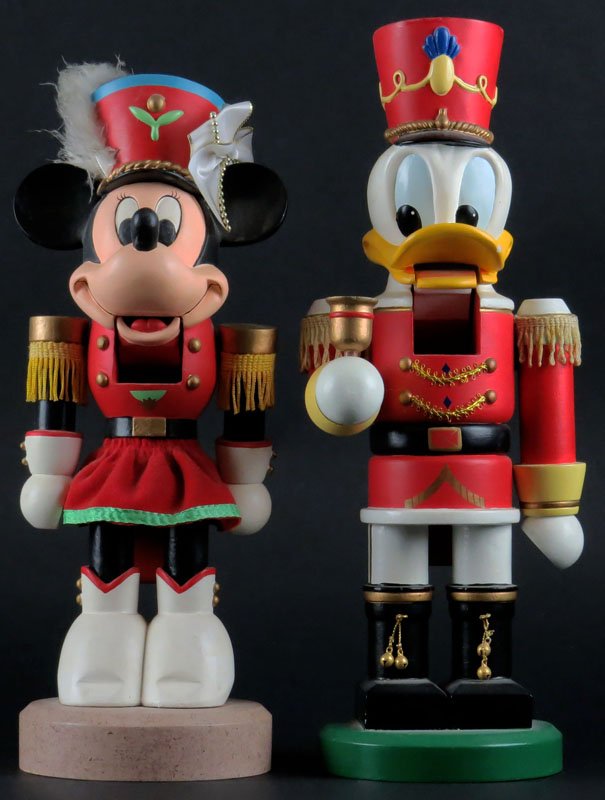 Disney Minnie Mouse and Donald Duck Wood Nutcrackers.