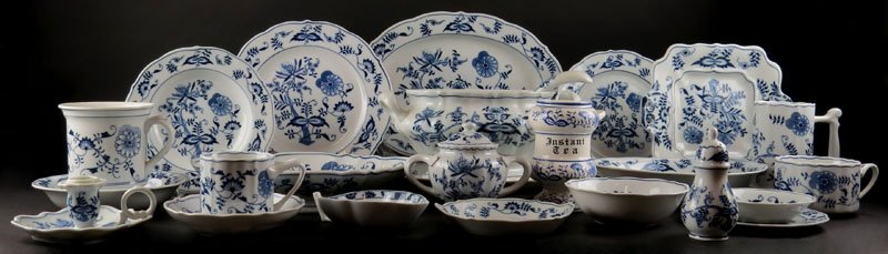112 Piece Blue Danube Japan Partial Dinner Service in: 112 Piece Blue Danube Japan Partial Dinner Service in Blue Onion Pattern. Service Includes 18 Dinner Plates Measuring 10-1/4 Inches Diameter, 12 Salad Plates, 14 Bread Plates, 2 Rim Soup Bowls, 11 Sou