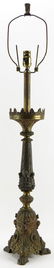 Antique Brass and Metal Candle Stick Lamp. Unsigned.