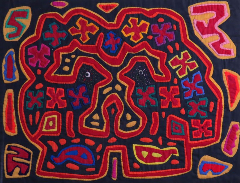 Early to Mid 20th Century Framed Hand Made Kuna Tribe: Early to Mid 20th Century Framed Hand Made Kuna Tribe Fabric Mola. San Blas Island, Panama. Unsigned. Good Condition. Frame Measures 19 Inches by 23 Inches. Shipping $80.00