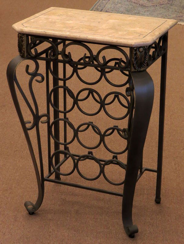 Wrought Iron Wine Rack Table with Faux Marble Top. Apr 30, 2015