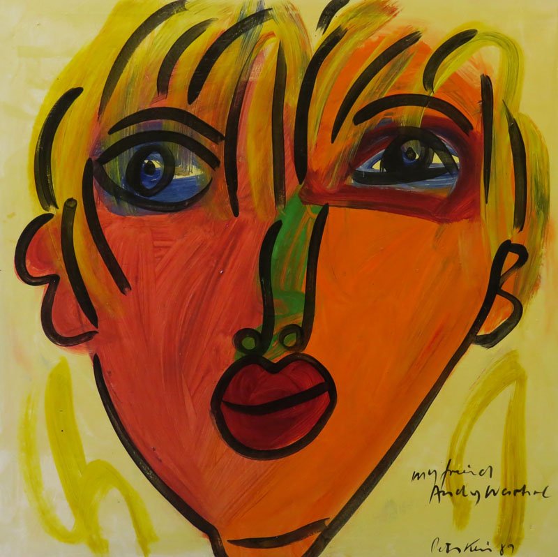 Peter Robert Keil Germany-American (born1942- ) Oil on: Peter Robert Keil Germany-American (born1942- ) Oil on Canvas "Andy Warhol" Circa 1985. Signed Lower Right. Good Condition. Frame Measures 39-3/4 Inches by 39-1/4 Inches. We Will Not Ship This Item In