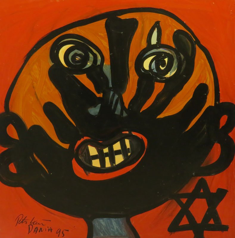 Peter Robert Keil Germany-American (born1942- ) Oil on: Peter Robert Keil Germany-American (born1942- ) Oil on Canvas "Remember Holocaust" Circa 1995. Signed Lower Left. Good Condition. Unframed. Measures 48 Inches by 48 Inches. We Will Not Ship This Item 