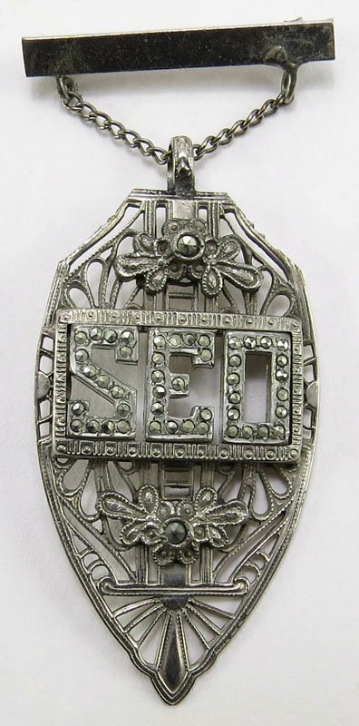 Early to Mid 20th Century Marcasite Initial Drop Pin.: Early to Mid 20th Century Marcasite Initial Drop Pin. Shipping $20.00