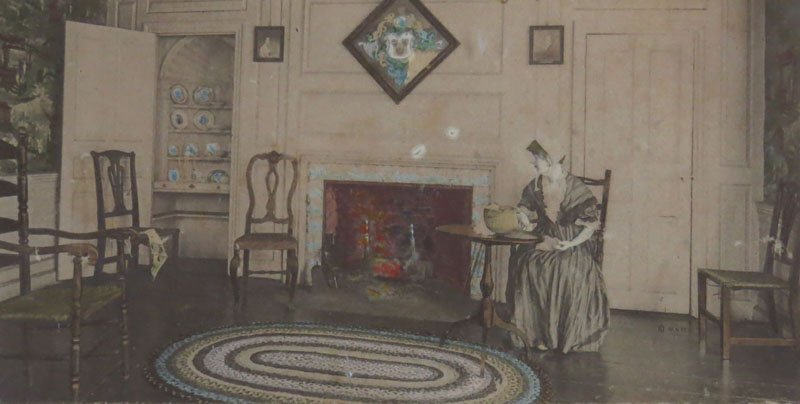 Wallace Nutting Framed Interior Scene "The Dining Room": Wallace Nutting Framed Interior Scene "The Dining Room" Quincy Homestead. Well Signed. Discoloration or else Good Condition. Frame Measures 7-3/4 Inches by 9-3/4 Inches. Shipping $20.00