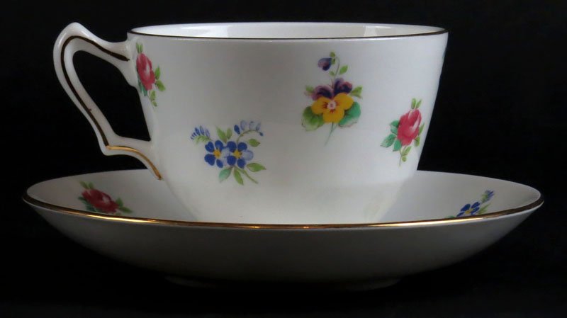 Set of Six (6) Crown Staffordshire England Fine Bone: Set of Six (6) Crown Staffordshire England Fine Bone China Tea Cups and Saucers in a Floral Patter. Signed. Good Condition. Saucer Measures Just Over 5-1/2 Inches Diameter. Shipping $65.00