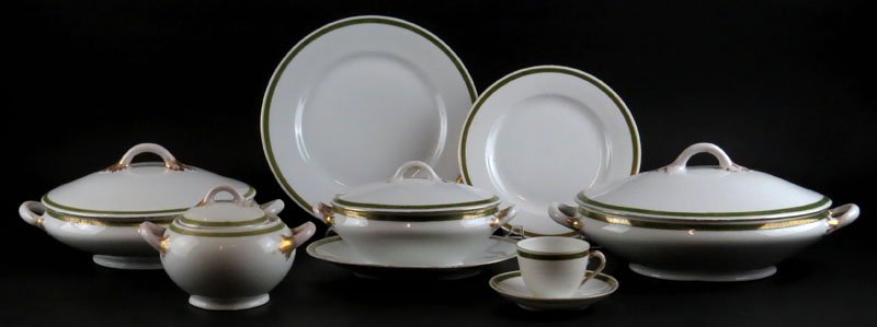 Twenty Seven (27) Piece Bristol Austria Porcelain: Twenty Seven (27) Piece Bristol Austria Porcelain Partial Dinner Service in an Unknown Pattern. Service Includes: 7 Dinner Plates Measuring 9-3/4 Inches Diameter, 8 Salad Plates, 4 Demitasse Cups and 