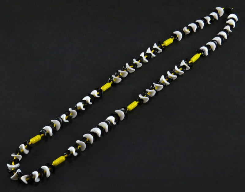 Miriam Haskell Yellow, White and Black Glass Necklace.: Miriam Haskell Yellow, White and Black Glass Necklace. Good Condition. Measures 36 Inches Long. Shipping $20.00