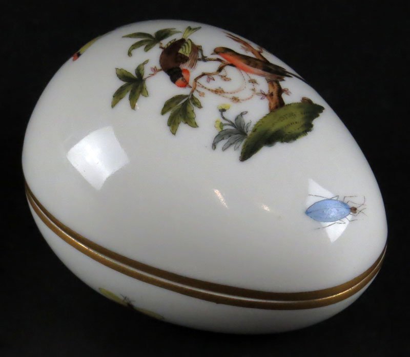 Herend Hand Painted Porcelain Egg. Signed. Good: Herend Hand Painted Porcelain Egg. Signed. Good Condition. Measures 3 Inches Long. Shipping $20.00