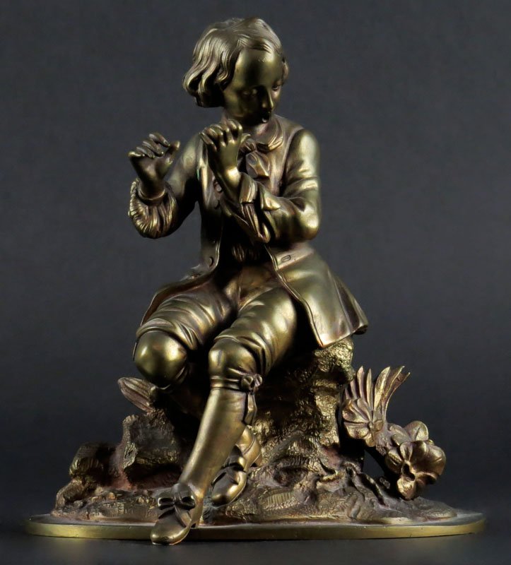 19th Century French Bronze Sculpture of a Boy Playing (1 of 1)