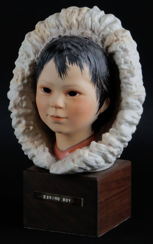 Cybis Eskimo Boy Porcelain Sculpture Figure Mounted on (1 of 1)