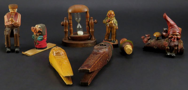 Eight Items Including: Two (2) Vintage Hand Carved (1 of 1)