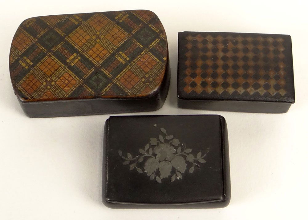 Lot of Three (3) 19th Century Decorated Lacquered Snuff (1 of 1)