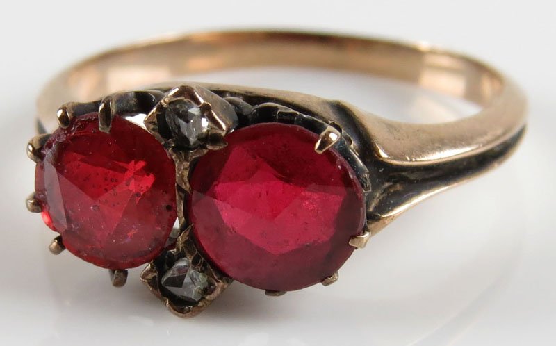 Antique Victorian Yellow Gold, Diamond and Ruby ? Ring, (1 of 1)