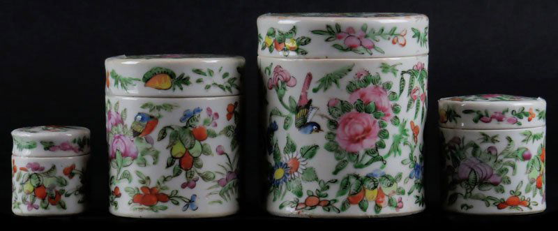 Lot of Four (4) Chinese Export Rose Famille Covered (1 of 1)
