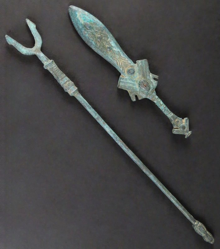 Old Chinese Bronze Knife and Spear. Good Condition.: Old Chinese Bronze Knife and Spear. Good Condition. Longer Measures 8-7/8 Inches. Shipping $20.00