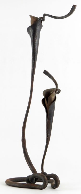 Pair of Metal Floral Style Epergne. Unsigned. Rusted or (1 of 1)