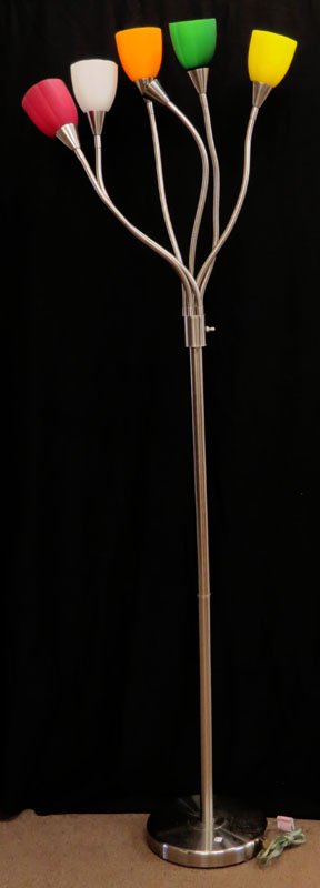 Modern Chrome Lamp with Colorful Shades. Unsigned. Good (1 of 1)