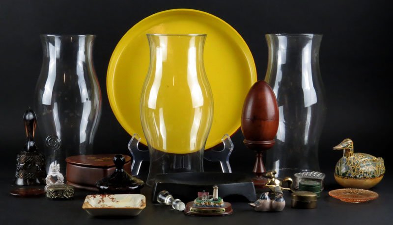 Box Lot Of Misc Items Including Wood and Glass. (1 of 1)