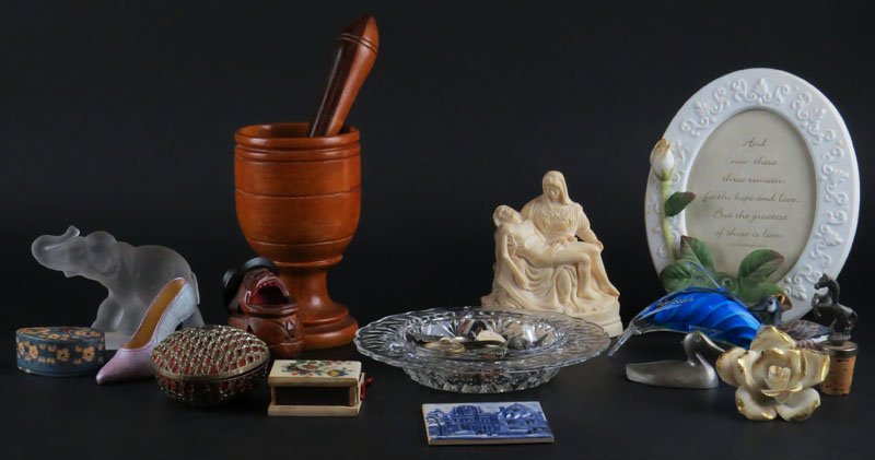 Box Lot Of Misc Items Including Wood, Porcelain and (1 of 1)