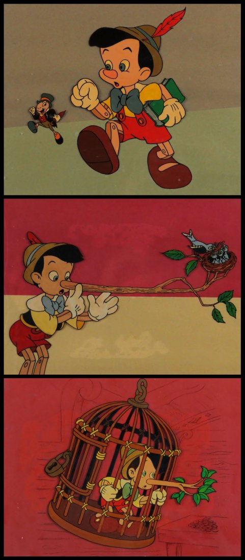 Three (3) Vintage Walt Disney Pinocchio Cels. Unsigned. (1 of 1)