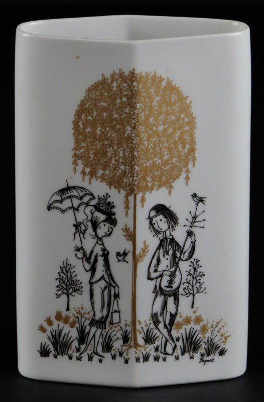 Rosenthal Studio Line Peynet Porcelain Vase with Gilt (1 of 1)