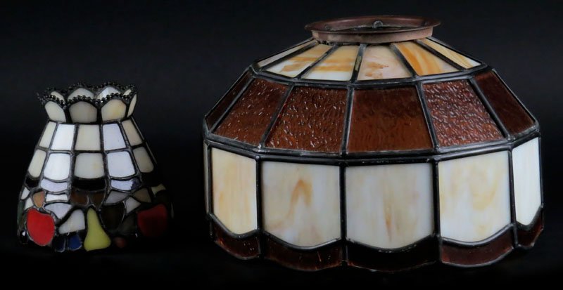 Vintage Caramel Brown Stained Glass Lamp Shade, (1 of 1)