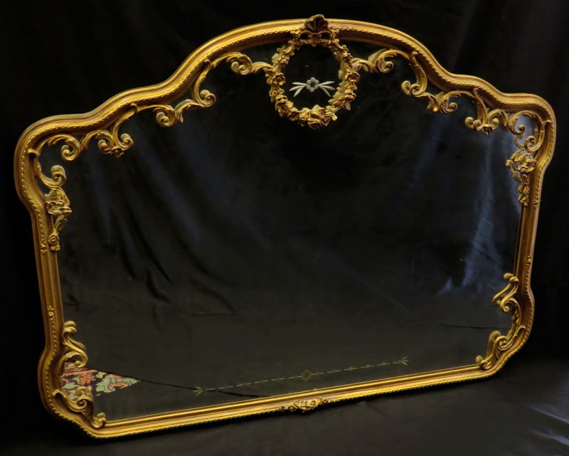 Vintage Ornate Gilt Wood and Gesso Etched Wall Mirror. (1 of 1)