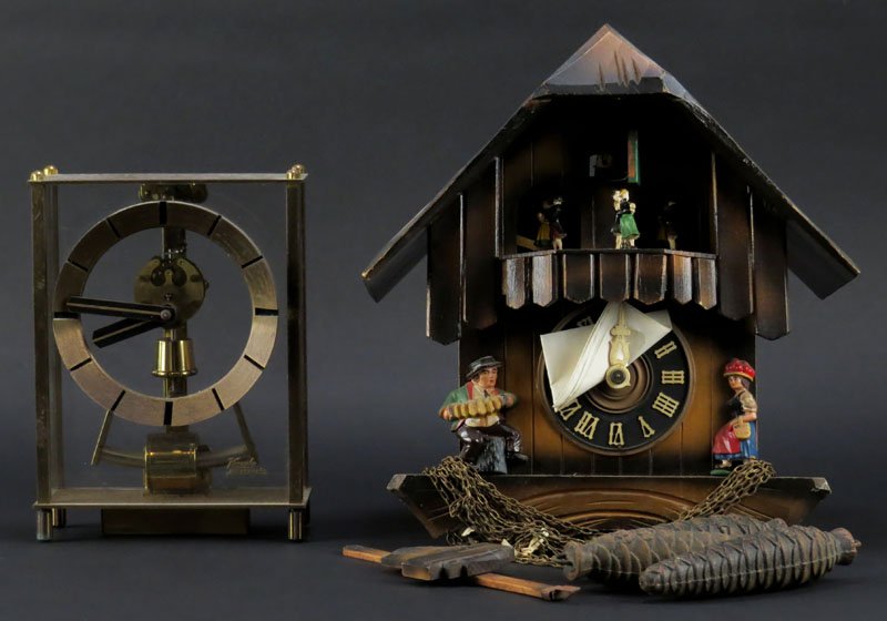 Square Kundo Clock together with German Coo-Coo Clock. (1 of 1)