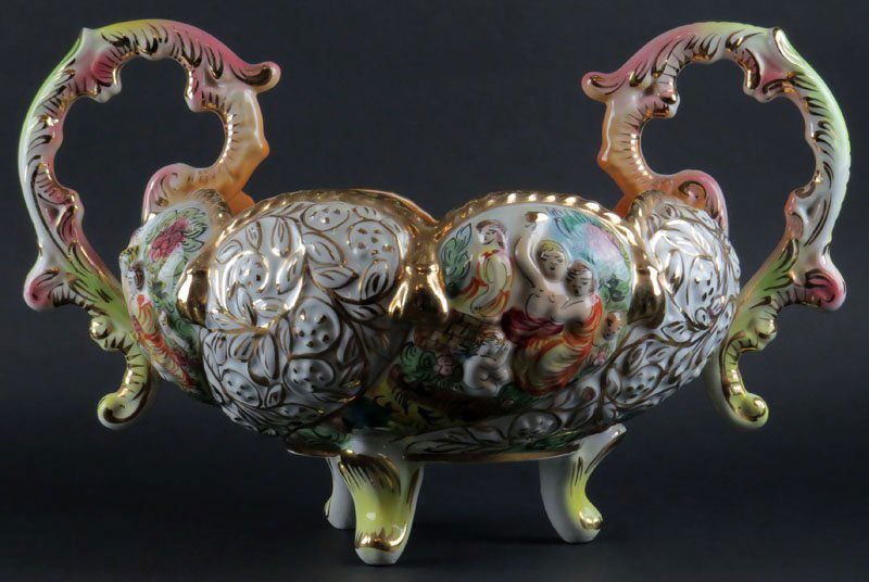 Italian Capodimonte Ornamental Centerbowl with Gilt (1 of 1)