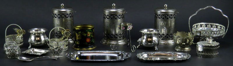 Box Lot of Assorted Silver Plated Table Pieces. (1 of 1)
