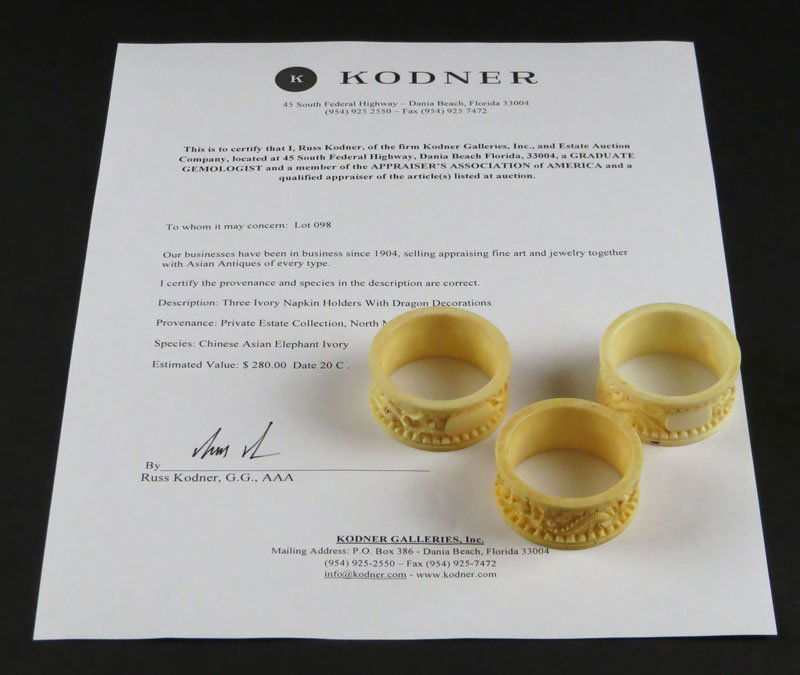 Three (3) 20th Century Chinese Carved Asian Elephant (1 of 1)