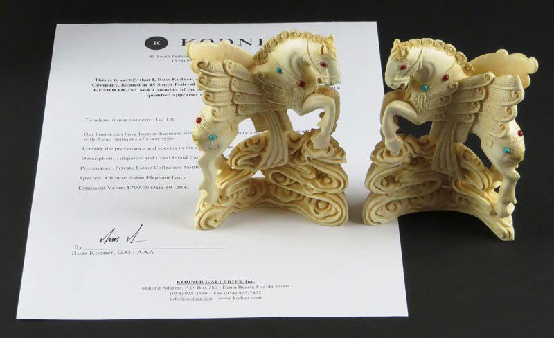 Pair of 19/20th Century Turquoise and Coral Inlaid (1 of 1)