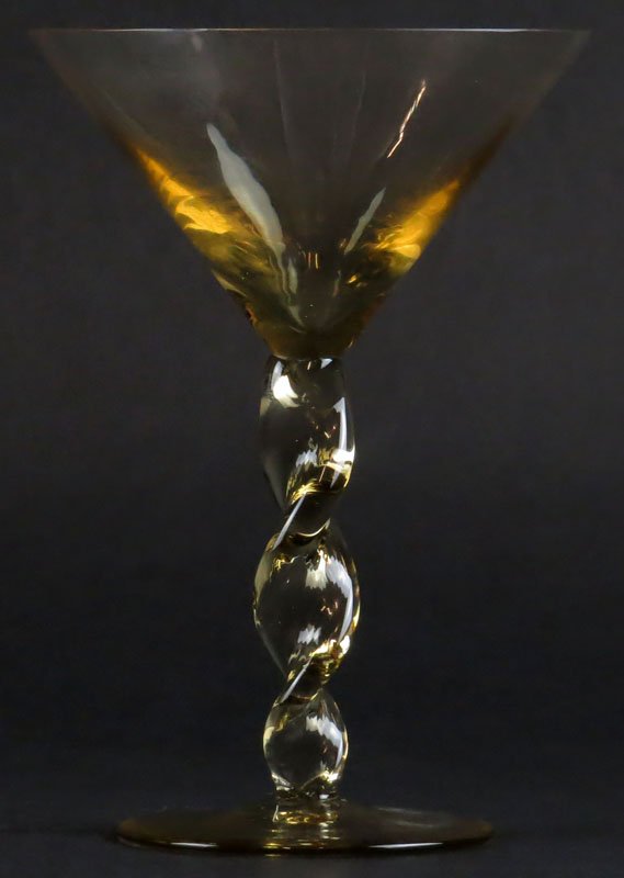 Set of Thirteen (13) Yellow Blown Glass Martini Glasses (1 of 1)