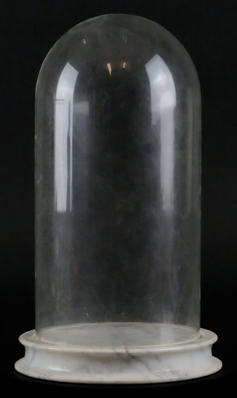 Glass Display Dome on Marble Base. Unsigned. Good (1 of 1)