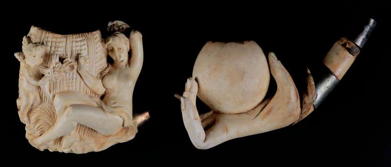 Two (2) Meerschaum Pipes, No Stems. Unsigned. Used (1 of 1)