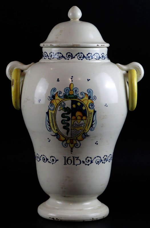 Antique Hand Painted Italian Ceramic Apothecary Jar (1 of 1)