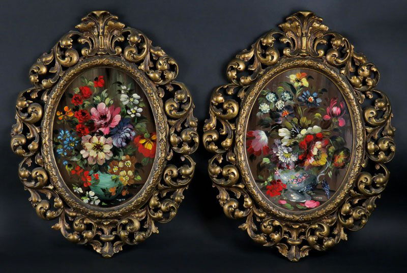 Two (2) Hand Painted Oil On Board, Still Life Flowers. (1 of 1)