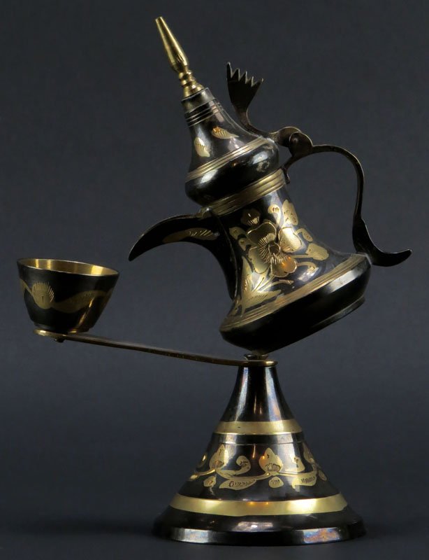 Vintage Middle Eastern Brass Decorative Leaning Tea (1 of 1)
