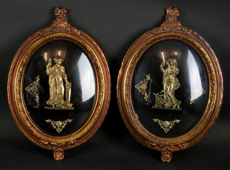 Pair Of Framed Oval Greek Or Roman Composition Wall (1 of 1)