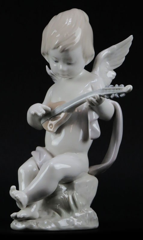 Lladro Porcelain Figure Angel with Lute #1231. Signed. (1 of 1)
