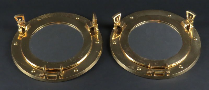 Matched Pair of Vintage Brass Nautical Ships Portholes (1 of 1)