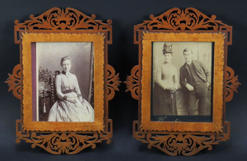 Pair of Victorian Carved Wooden Frames. Unsigned. Good (1 of 1)