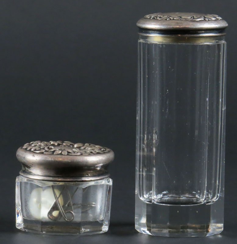 Two (2) Antique Crystal Vanity Bottles with Sterling (1 of 1)