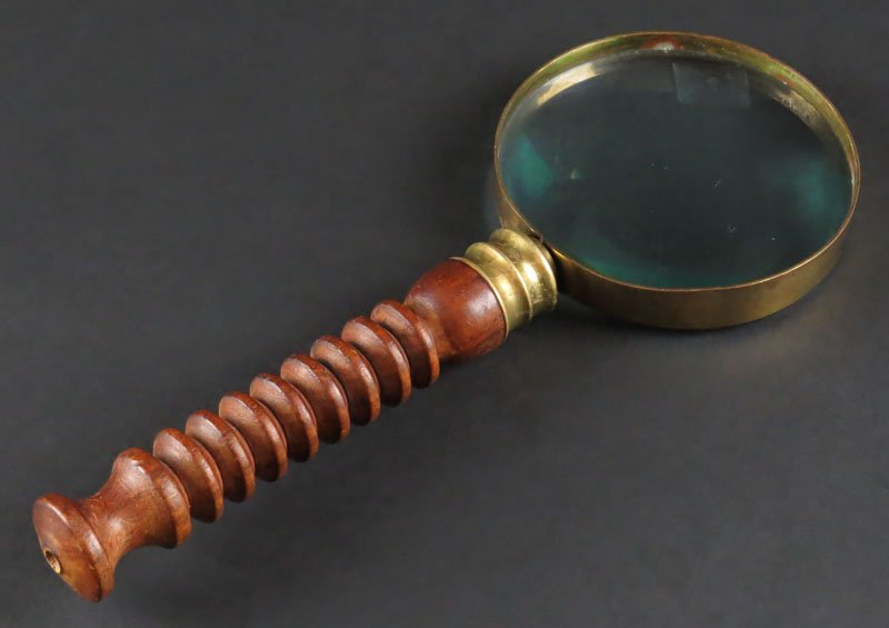 Magnifying Glass with Wood Handle. Unsigned. Good: Magnifying Glass with Wood Handle. Unsigned. Good Condition. Measures 10-1/4 Inches Tall. Shipping $20.00