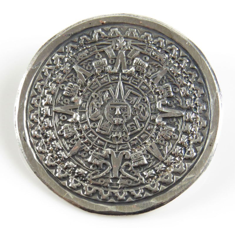 Mid Century Mexican Sterling Silver Pendant/Pin Mayan (1 of 1)